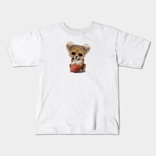 Leopard Cub Playing With Basketball Kids T-Shirt